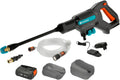 Gardena AquaClean Akku-Reiniger Set 24/18V: Leistungsstarker Mitteldruckreiniger für Außenbereiche, 3 Stufen, bis zu 24 bar Druck, mit Akku und Ladegerät