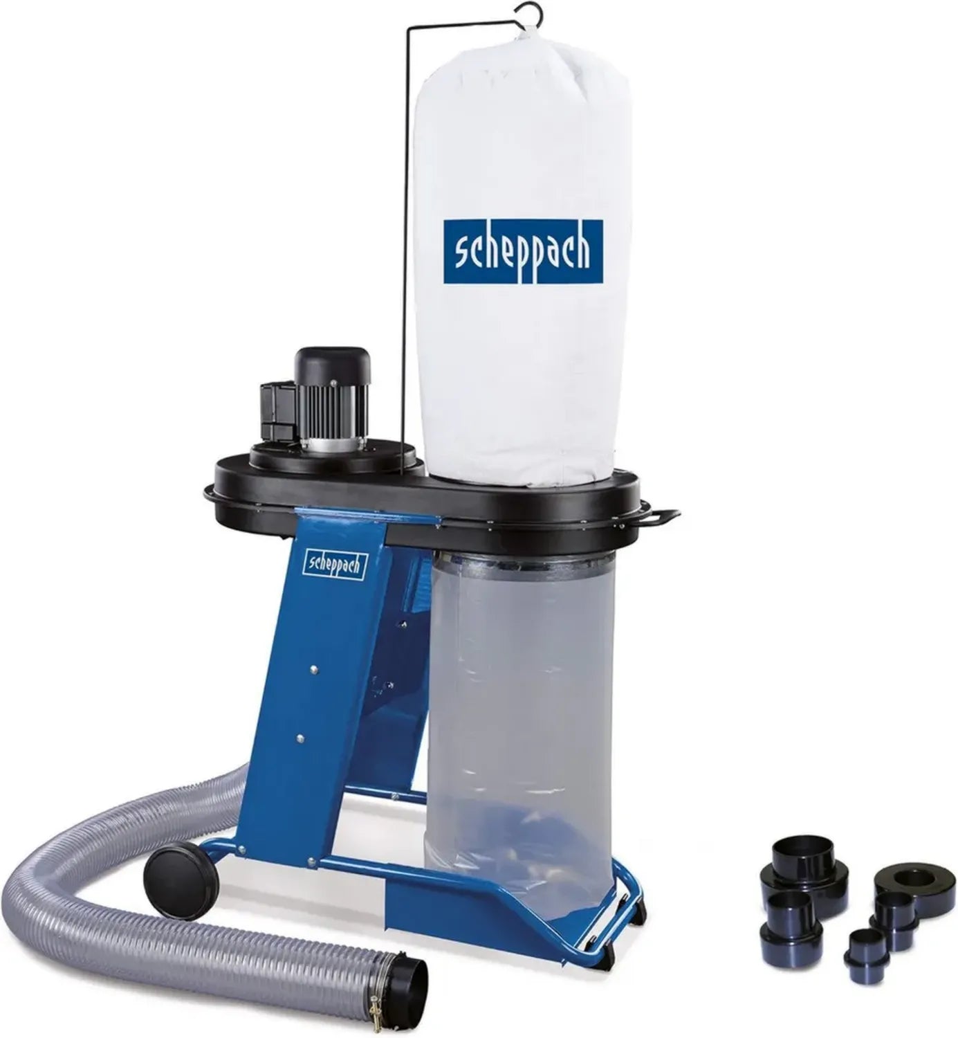 Scheppach HD12 Staubabsaugung 550W, 1150m³/h, 75L Behälter, 100mm Schlauch, Mobil mit Adapterset