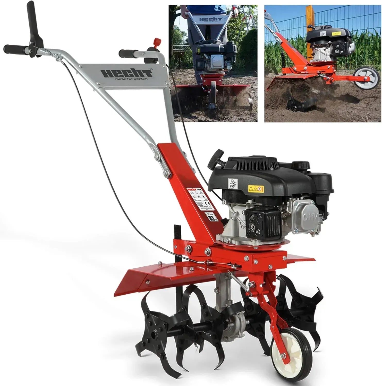 HECHT Benzin-Gartenfräse mit 60 cm Arbeitsbreite, 4-Takt-Motor und 24 robusten Klingen