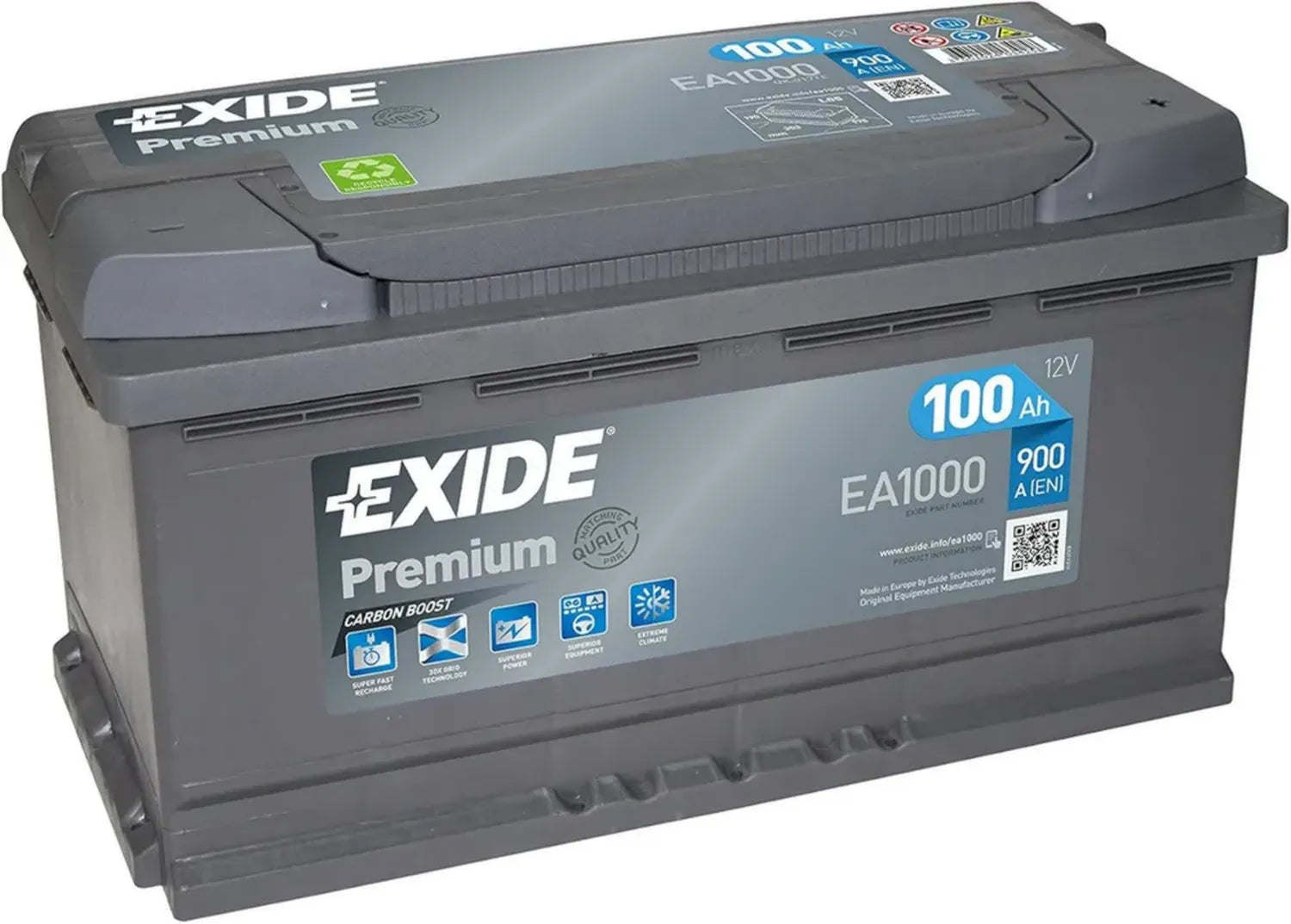 EXIDE Premium Autobatterie 100Ah 12V für VW Transporter und Multivan