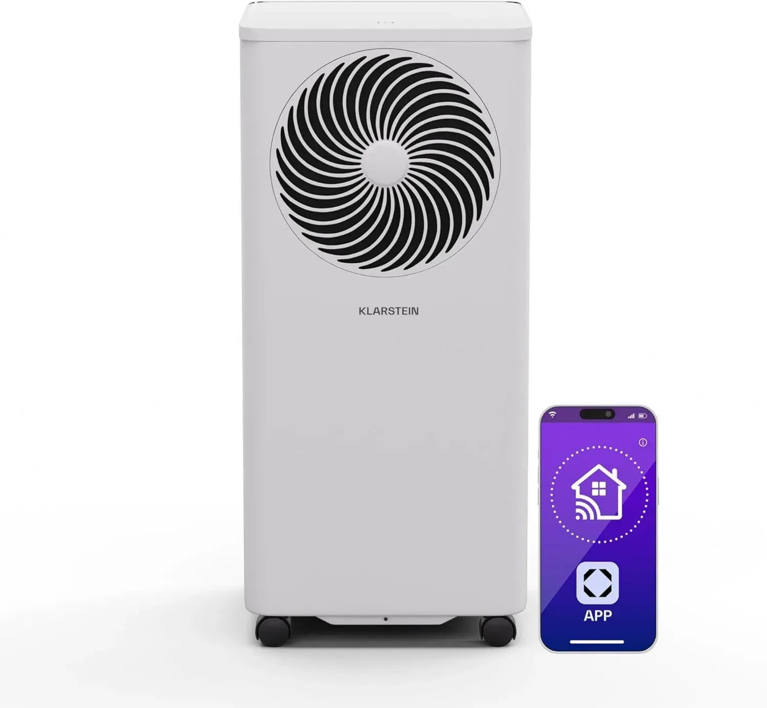 Klarstein Aero Ring 3-in-1 Klimagerät – 7000 BTU, App- & Sprachsteuerung, Energieklasse A, für Räume bis 25 m², R290, Mobil mit Rollen, Weiß