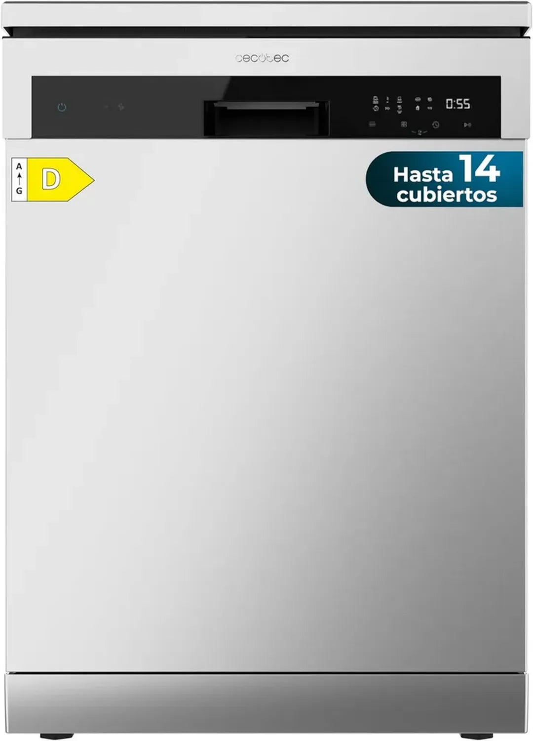 Cecotec Geschirrspüler 60 cm, Bolero Aguazero 6200 Inox, Klasse D, 14 Plätze, 6 Programme, Dual Zone, TurboDry+, AquaStop