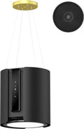 FIREGAS Inselhaube Edelstahl, 480m³/h Umluft & Abluftsystem, 9-stufig, LED-Licht, Fernbedienung, Leises Schwarz für Kochinsel