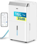 Elektrischer DREO Luftentfeuchter mit WLAN und App, 16L/24h, leise 35dB, für bis zu 30m², energieeffizient, 3 Modi, 3,4L Tank, Wäschetrockner und 24h Timer, ideal für Schlafzimmer, Bad und Keller