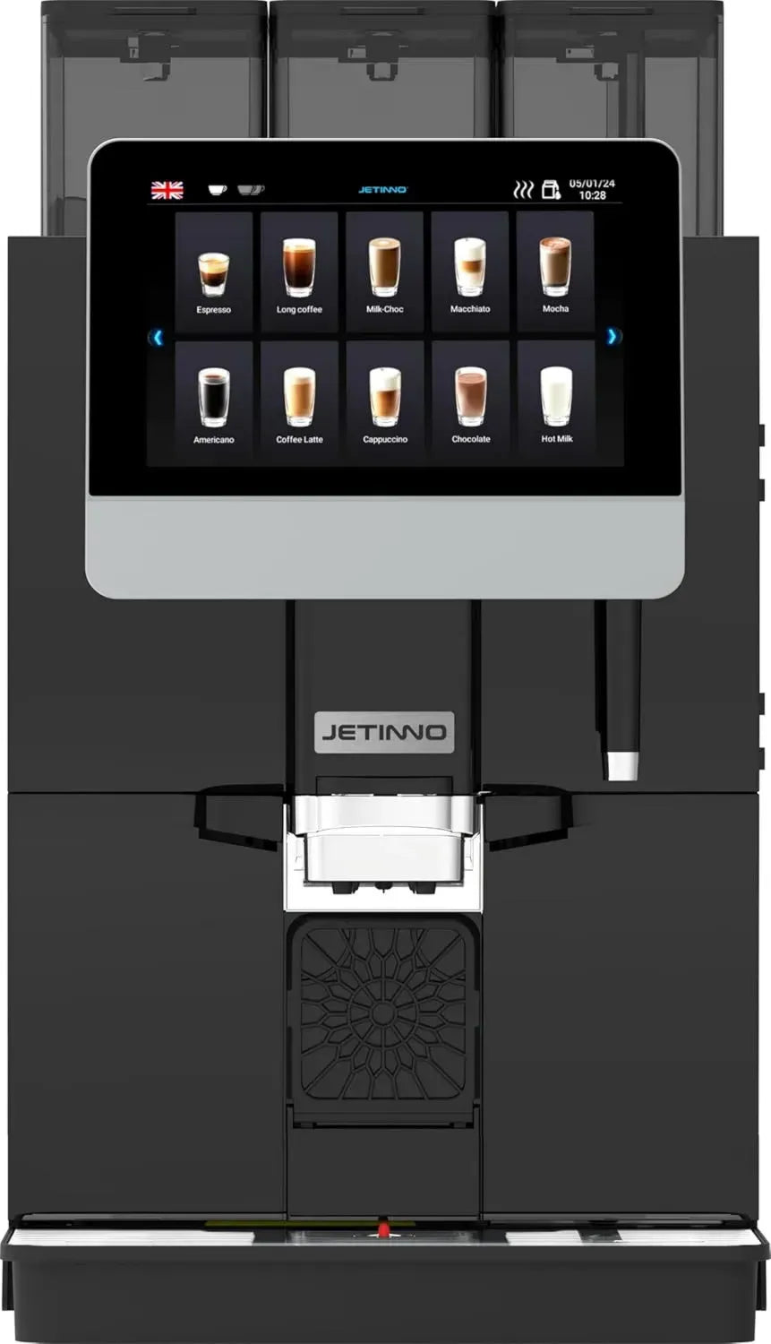 Kaffeevollautomat JL33A für Büro und Gastronomie, Doppel-Bohnenbehälter, Frischmilchsystem, 10,1' Touchscreen, über 15 Getränkeoptionen