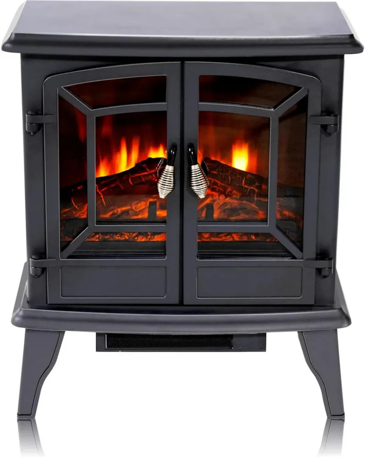 Narvik Elektrischer Kaminofen 1800W mit Heizung, LED-Flammen und Timer, freistehend, Schwarz
