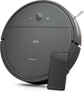 AEG Saugroboter mit Kamera, 14,4 V Lithium-Akku, 120 min Laufzeit, 0,25 l Wassertank, App-Steuerung, motorisierte Bürsten, Ladestation, Grau