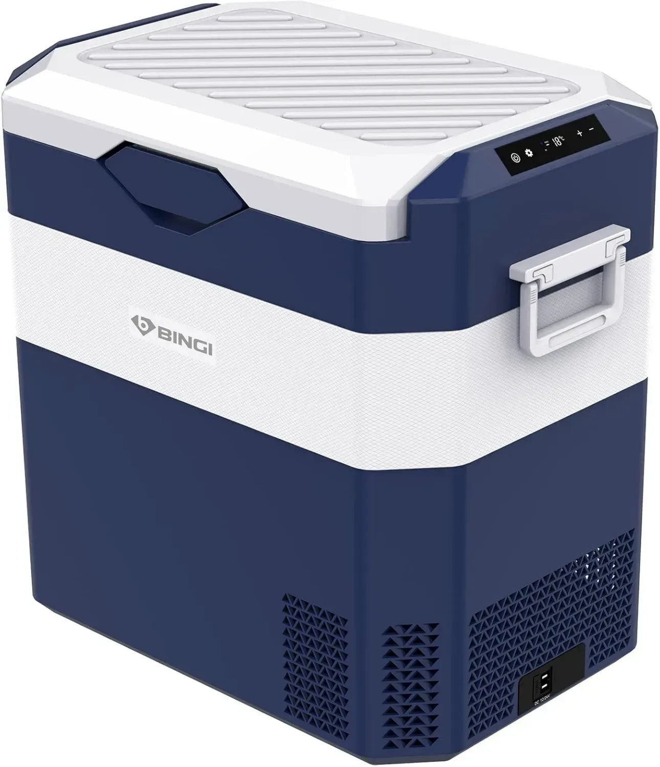 BINGI Tragbare Kompressor-Kühlbox 42L, 12/24V DC & 230V AC, ideal für Auto, LKW, Camping und Zuhause, Temperaturbereich von 15°C bis -18°C