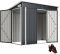 Outsunny Garten-Metallgerätehaus, wetterfester Schuppen mit Flachdach und 3 Türen, 234 x 132 x 185 cm