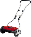 Einhell Handrasenmäher GE-HM 38 S, 38 cm Breite, 4-stufige Höhenverstellung, manuell, bis 250 m², 5 Stahlklingen, Schwarz/Rot