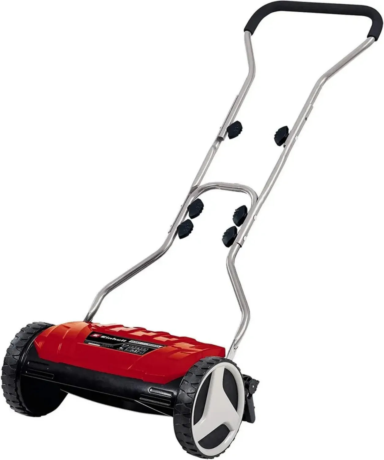 Einhell Handrasenmäher GE-HM 38 S, 38 cm Breite, 4-stufige Höhenverstellung, manuell, bis 250 m², 5 Stahlklingen, Schwarz/Rot