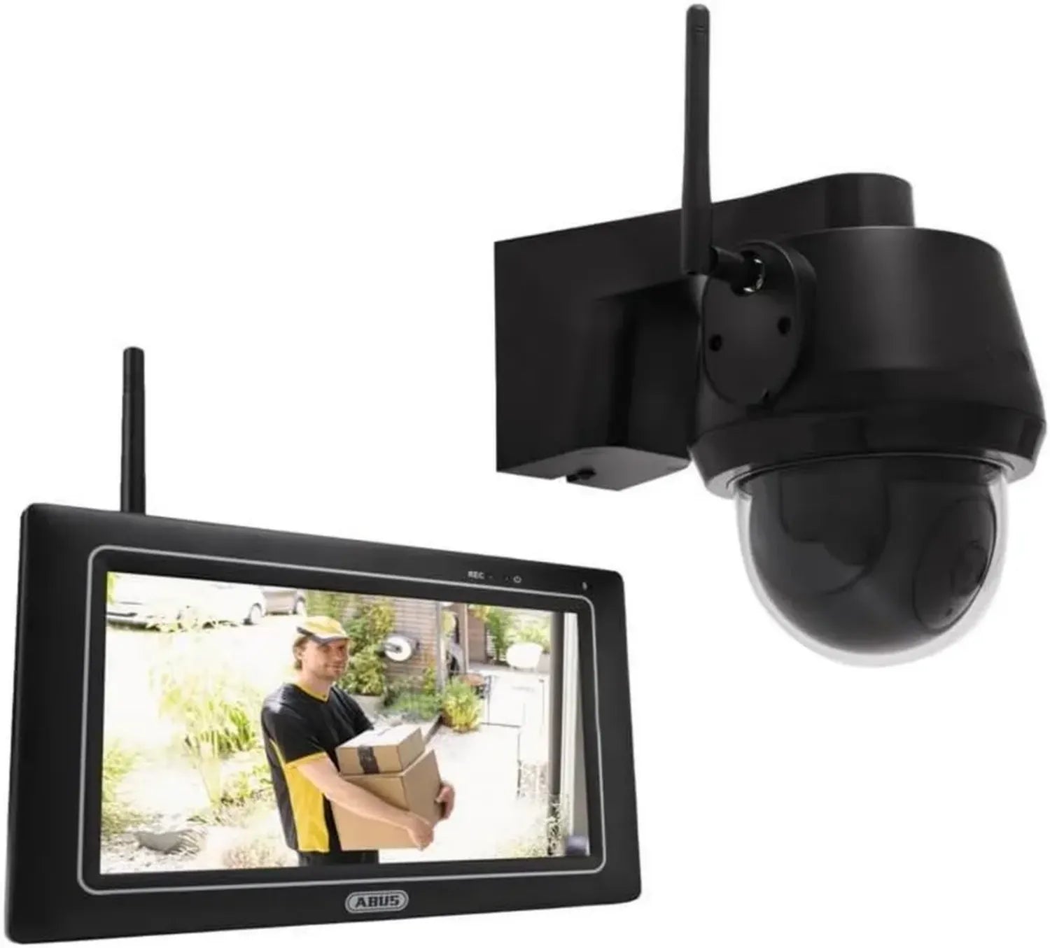 ABUS EasyLook Set: Schwenkbare Funkkamera mit Touchscreen, Bewegungssensor, Aufnahme & Nachtsicht