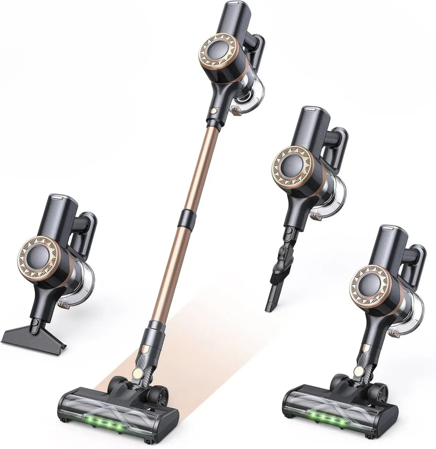 Kabelloser Akku-Staubsauger Lubluelu, 45kPa Leistungsstark für Tierhaare, Leicht & Leise mit LED-Display, Ideal für Haustiere, Teppiche, Hartböden & Auto, Gold
