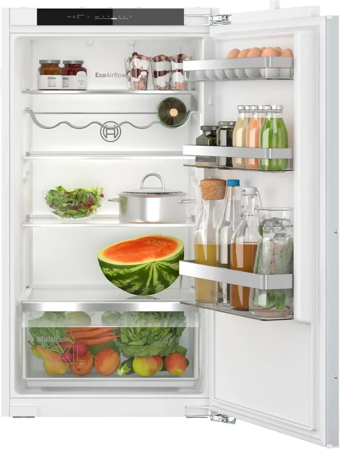 Bosch KIR31VFE0 Einbau-Kühlschrank Serie 4, ohne Gefrierfach, 165L, Flachscharnier, MultiBox XXL, LED-Beleuchtung, EcoAirflow, SuperCooling
