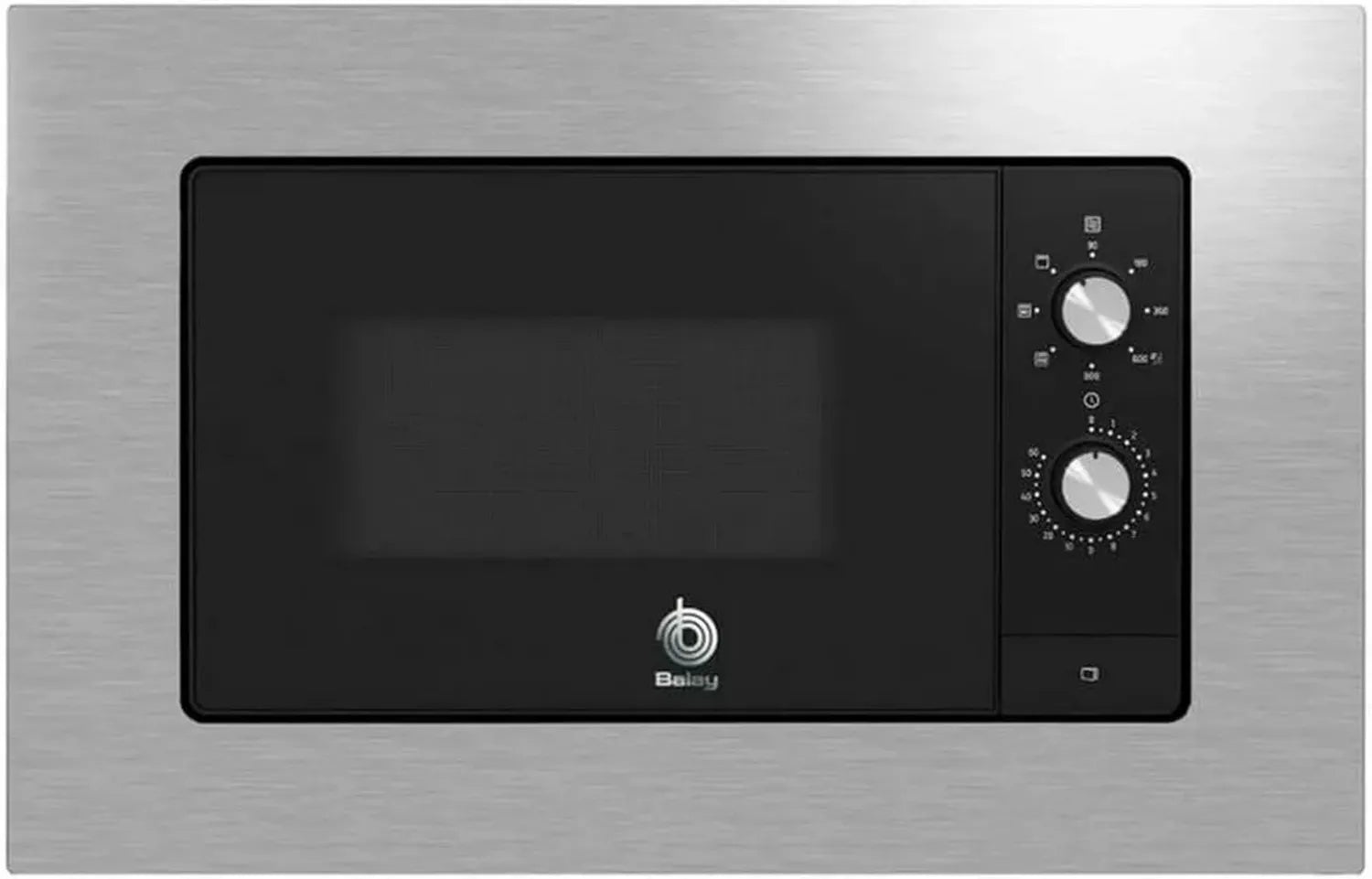 Balay 3CG6112X3 Einbau-Mikrowelle mit Edelstahlrahmen, 20 l Kapazität, 27 cm Drehteller, 5 Leistungsstufen, Schwarz