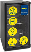 Kompakter METRO Professional Kühlschrank, 88L, Energieeffizient, Schwarz