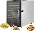 Professioneller Edelstahl-Dörrapparat mit 12 Gittern, 800W, präzise Temperaturkontrolle 30-80°C, 24h Timer, 360° effiziente Trocknung für Obst, Gemüse und Fleisch
