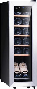 Kalamera Kompakter Weinkühlschrank für 12 Flaschen, 35 Liter, leiser Kompressor, Temperaturbereich 5-18°C, Modell KRC-35FCSS