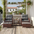 Amopatio Polyrattan Gartenmöbel Set, 5-teilig - Lounge mit Hockern und Glastisch, wetterfestes Sofaset mit Kissen, Braun