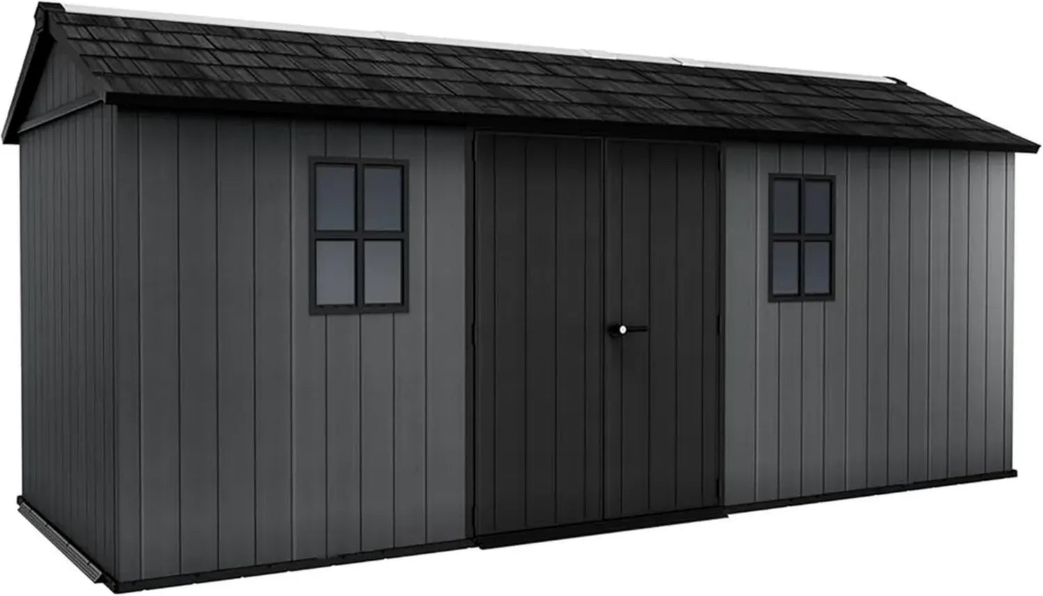 Keter Newton 1775 Gartenhaus aus Evotech mit Fenstern und Dachlicht, 539x230x246 cm, Grau