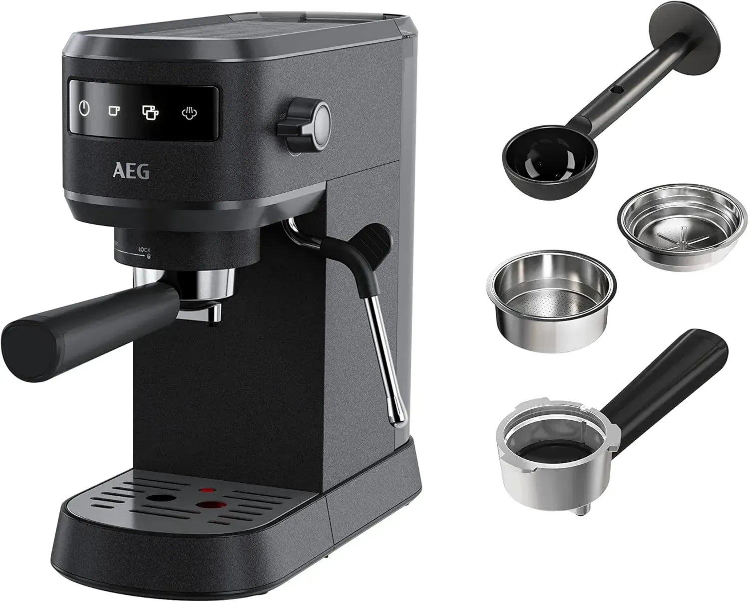 AEG Espresso-Siebträgermaschine mit Thermoblock-Technologie und 15 Bar, Schwarz