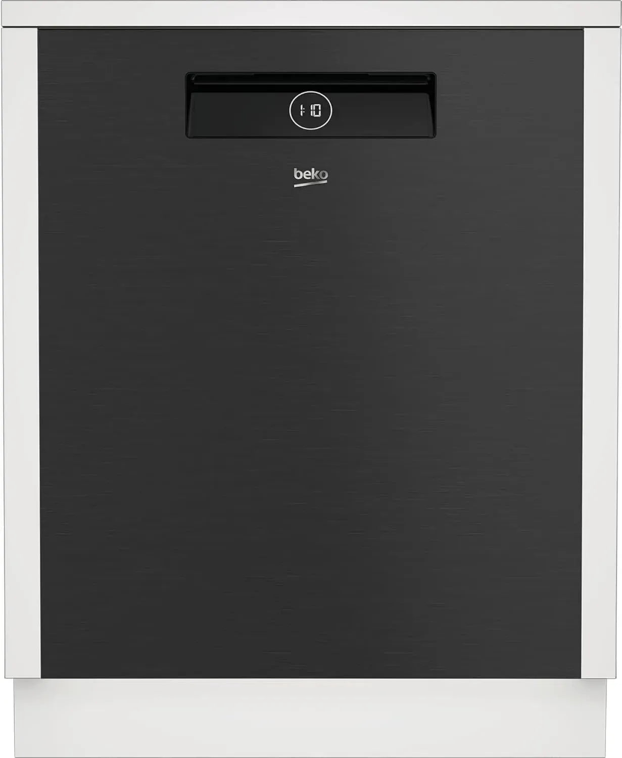 Beko BDDN38440DD 60 cm teilintegrierter Geschirrspüler, für 14 Gedecke, 3 Spülebenen, Hygiene- und Schnellprogramme, SteamGloss Trocknung, Dunkel Inox