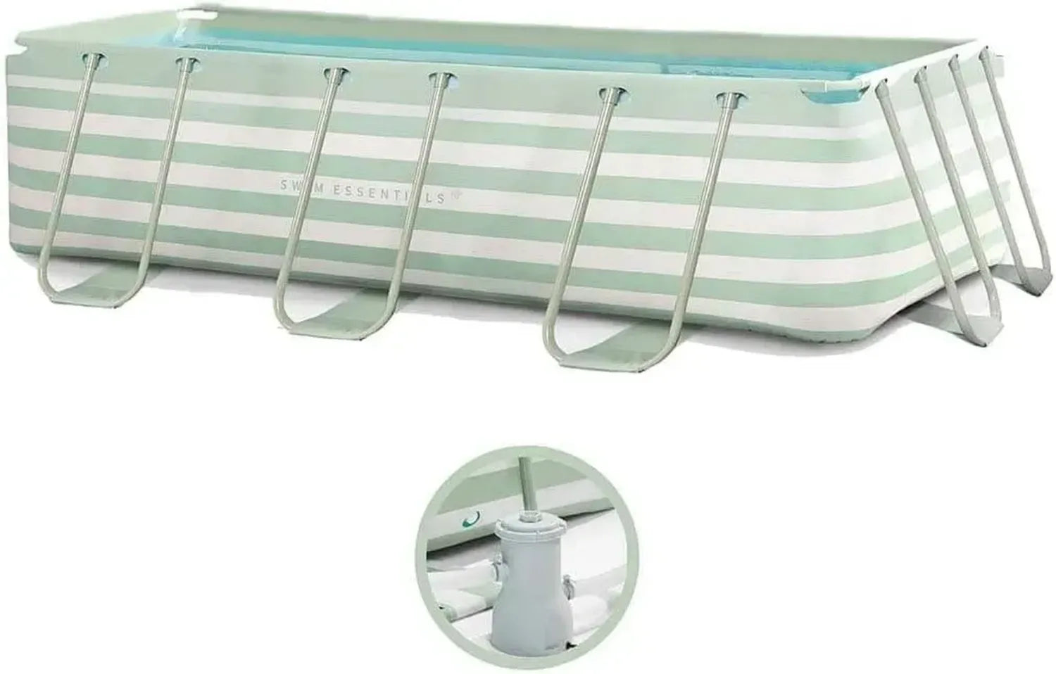 Rechteckiger Aufstellpool mit Filterpumpe - 400x200x75 cm - Grün/Weiß