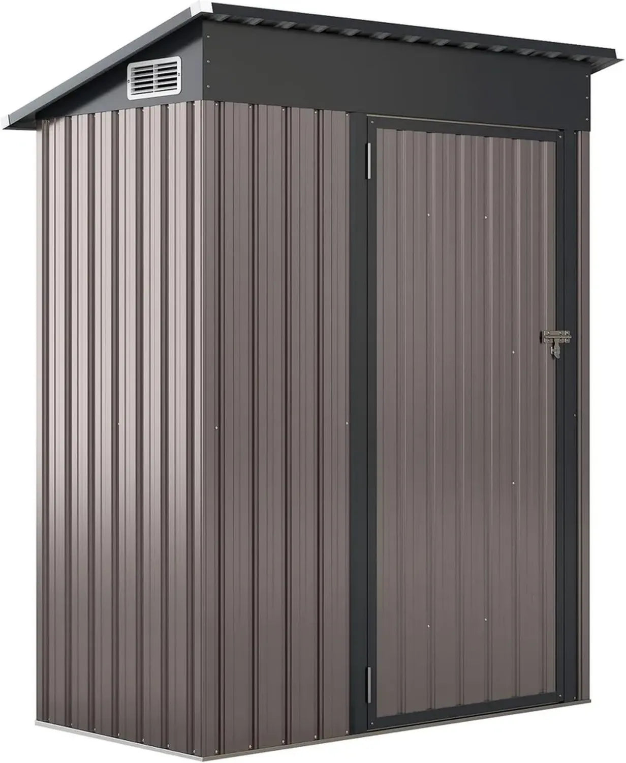 GOPLUS Metall Gerätehaus mit Schiebetür, 150 x 90,5 x 185 cm, kompakt und abschließbar, ideal für Garten und Balkon, inklusive Lüftungsfenster (Grau)